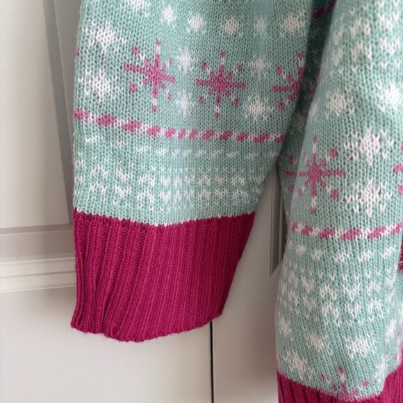 Ugly Christmas Sweater Women Knit Blue Unicorn Pullover Crew Neck Holiday Festiv - Picture 8 of 9